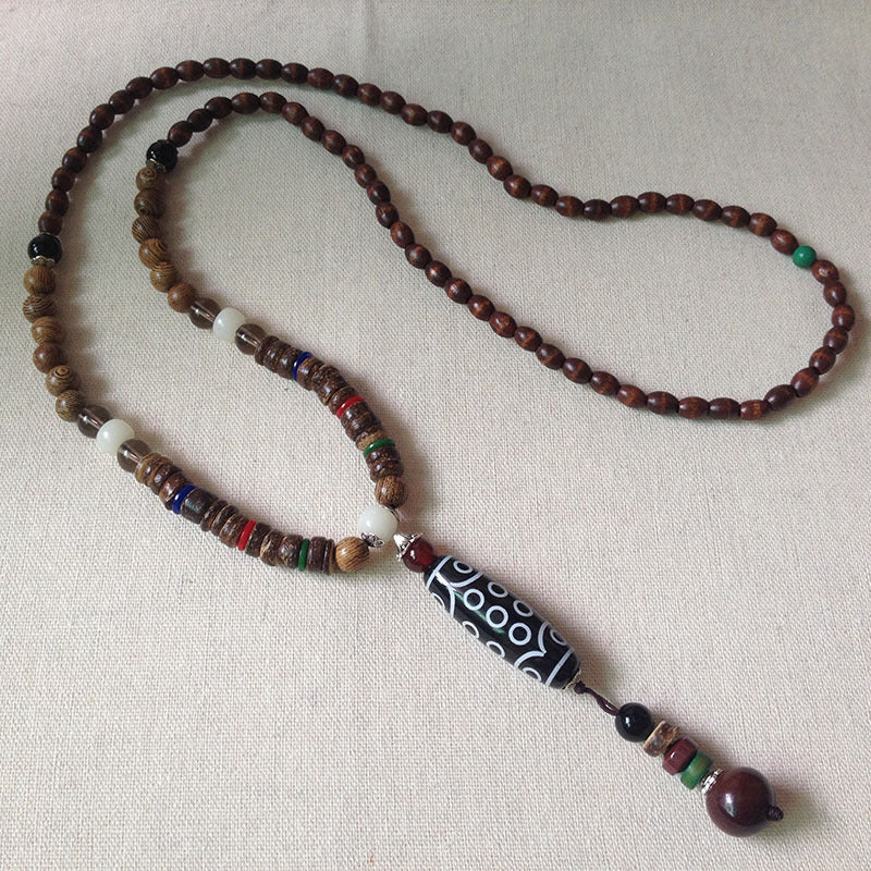 Tibet Ethnic Style Natural 21 Eyed Dzi Beads Charm Pendant mantras amulet Dzi Wenge Beads Necklace Fashion for Men and Women