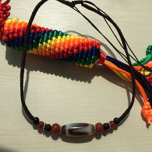 Tibet Tianzhu genuine, natural chalcedony old mine, tiger beads bracelet, hand woven rope bracelet