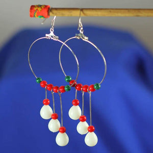 Tibetan Silver vintage Handmade bohemian beaded dangle earrings New Original Ethnic statement jewelry National flavor windbell