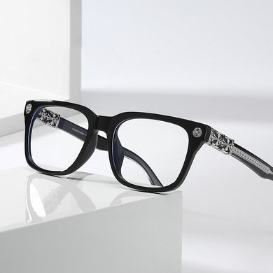 Tide plate metal glasses frame retro big frame male and female flat mirror with myopia frame silver square big frame eyeglasses