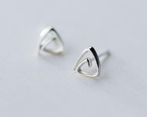 Tinny Small 6mm Authentic Real 100% 925 Sterling Silver fine Jewelry Open Twist Triangle Geometric Stud Earrings gtle2285