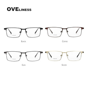 Titanium Alloy Square Glasses Frame Men Optical Men EyeGlasses Prescription Myopia Male Metal Full Screwless Eyewear