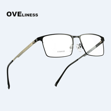 Titanium Alloy Square Glasses Frame Men Optical Men EyeGlasses Prescription Myopia Male Metal Full Screwless Eyewear