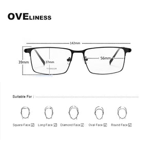 Titanium Alloy Square Glasses Frame Men Optical Men EyeGlasses Prescription Myopia Male Metal Full Screwless Eyewear