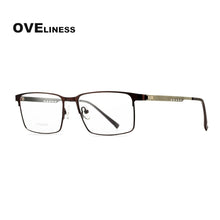 Carica l&#39;immagine nel visualizzatore di Gallery, Titanium Alloy Square Glasses Frame Men Optical Men EyeGlasses Prescription Myopia Male Metal Full Screwless Eyewear