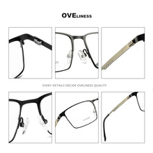 Carica l&#39;immagine nel visualizzatore di Gallery, Titanium Alloy Square Glasses Frame Men Optical Men EyeGlasses Prescription Myopia Male Metal Full Screwless Eyewear