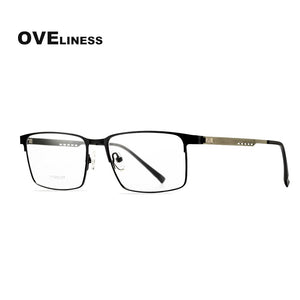 Titanium Alloy Square Glasses Frame Men Optical Men EyeGlasses Prescription Myopia Male Metal Full Screwless Eyewear