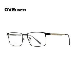 Titanium Alloy Square Glasses Frame Men Optical Men EyeGlasses Prescription Myopia Male Metal Full Screwless Eyewear