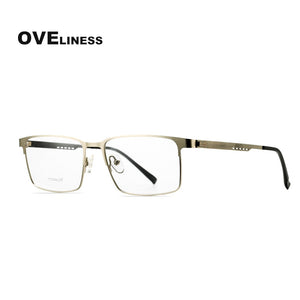 Titanium Alloy Square Glasses Frame Men Optical Men EyeGlasses Prescription Myopia Male Metal Full Screwless Eyewear