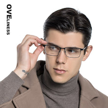 Carica l&#39;immagine nel visualizzatore di Gallery, Titanium Alloy Square Glasses Frame Men Optical Men EyeGlasses Prescription Myopia Male Metal Full Screwless Eyewear