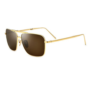 Titanium Alloy Men Polarzied Sunglasses Folding Frame UV400 Driving Glasses Green/Black/Brown Lens