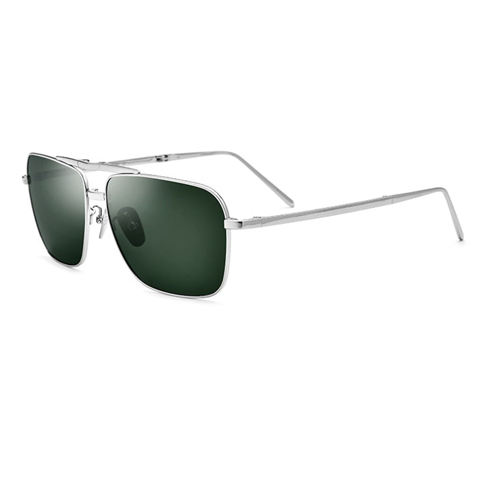 Titanium Alloy Men Polarzied Sunglasses Folding Frame UV400 Driving Glasses Green/Black/Brown Lens