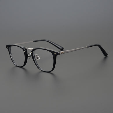 Titanium Alloy Men Square Glasses Frame Acetate Business Eyeglasses Eyewear Anti Blue Light Prescription Optical Lens
