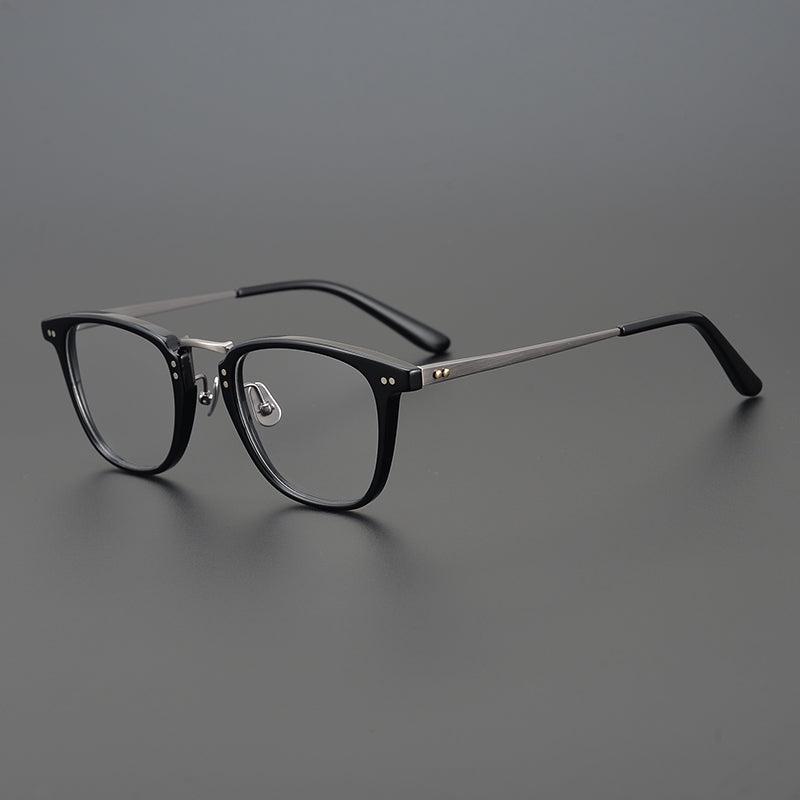 Titanium Alloy Men Square Glasses Frame Acetate Business Eyeglasses Eyewear Anti Blue Light Prescription Optical Lens
