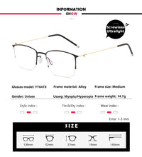 Load image into Gallery viewer, Titanium Alloy Optical Glasses Frame Men Ultralight Square Myopia Prescription Eyeglasses 2023 Male Metal Full No Screw Eyewear