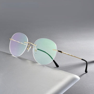 Titanium Alloy Rimless Glasses Frame Men Ultralight Round Eyeglasses Myopia Prescription Frames For Women Optical Eye Glass