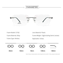 Carica l&#39;immagine nel visualizzatore di Gallery, Titanium Alloy Screwless Eyewear Rimless Men Glasses Frame Ultralight Square Eyeglasses Myopia Prescription Spectacles Frameless