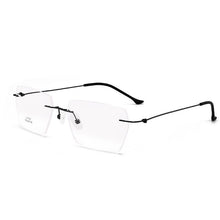 Carica l&#39;immagine nel visualizzatore di Gallery, Titanium Alloy Screwless Eyewear Rimless Men Glasses Frame Ultralight Square Eyeglasses Myopia Prescription Spectacles Frameless
