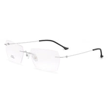 Carica l&#39;immagine nel visualizzatore di Gallery, Titanium Alloy Screwless Eyewear Rimless Men Glasses Frame Ultralight Square Eyeglasses Myopia Prescription Spectacles Frameless