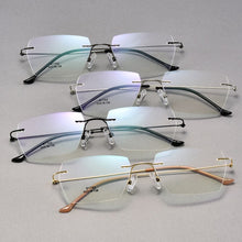 Carica l&#39;immagine nel visualizzatore di Gallery, Titanium Alloy Screwless Eyewear Rimless Men Glasses Frame Ultralight Square Eyeglasses Myopia Prescription Spectacles Frameless