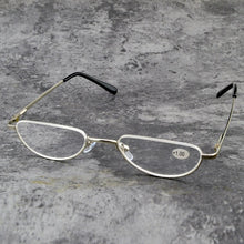 Load image into Gallery viewer, Titanium Alloy UP Half Frame Small Reading Glasses +0.75 +1 +1.25 +1.5 +1.75 +2 +2.25 +2.5 +2.75 +3 +3.25 +3.5 +4