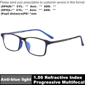 Titanium Frame Photochromic Prescription Glasses Men Progressive Multifocal Reading Glasses Anti Blue Ray Myopia Eyeglasses TR90