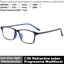 Carica l&#39;immagine nel visualizzatore di Gallery, Titanium Frame Photochromic Prescription Glasses Men Progressive Multifocal Reading Glasses Anti Blue Ray Myopia Eyeglasses TR90