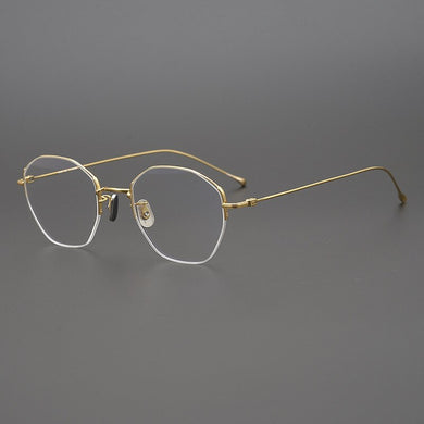 Titanium Glasses Frame Men Women 2023 Vintage Half Rim Gold Eye Glasses Optical Myopia Eyeglasses Frames Clear Eyewear Oculos