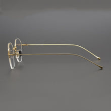 Load image into Gallery viewer, Titanium Glasses Frame Men Women 2023 Vintage Half Rim Gold Eye Glasses Optical Myopia Eyeglasses Frames Clear Eyewear Oculos