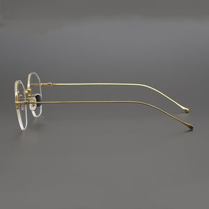 Titanium Glasses Frame Men Women 2023 Vintage Half Rim Gold Eye Glasses Optical Myopia Eyeglasses Frames Clear Eyewear Oculos