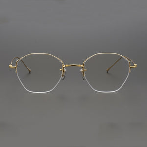 Titanium Glasses Frame Men Women 2023 Vintage Half Rim Gold Eye Glasses Optical Myopia Eyeglasses Frames Clear Eyewear Oculos