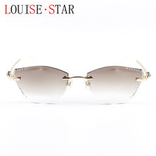 Load image into Gallery viewer, β Titanium Myopia Sunglasses Ladies Rimless Diamond Butterfly Frame Flat Lens Progressive With Prescription Diopter Astigmatism