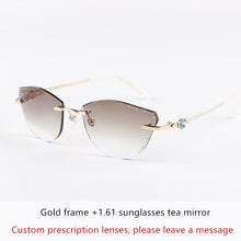 Load image into Gallery viewer, β Titanium Myopia Sunglasses Ladies Rimless Diamond Butterfly Frame Flat Lens Progressive With Prescription Diopter Astigmatism