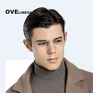 Titanium Rim Squared Optical Glasses Frame Men Prescription Eyeglasses Women Brand Designer Myopia Screwless Korean Eyewear