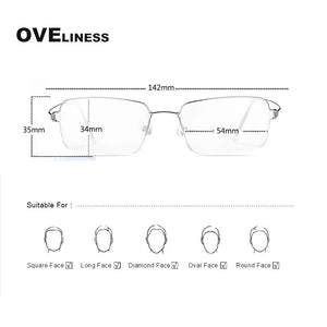 Titanium Rim Squared Optical Glasses Frame Men Prescription Eyeglasses Women Brand Designer Myopia Screwless Korean Eyewear