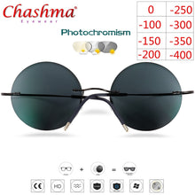 Load image into Gallery viewer, Titanium Rimless Glasses Myopia Glasses Photochromic glasses Men Women Chameleon Glasses Lens with Diopters -1.0 1.5 2.0 2.5 3.0