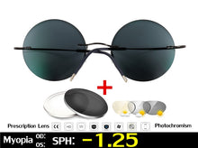 Load image into Gallery viewer, Titanium Rimless Glasses Myopia Glasses Photochromic glasses Men Women Chameleon Glasses Lens with Diopters -1.0 1.5 2.0 2.5 3.0