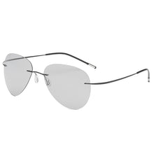 Load image into Gallery viewer, Titanium Rimless Pochromic Sunglasses Men Polarized Driving Ultralight Pilot Sun Glasses for Outdoor Fishing UV400