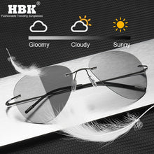 Load image into Gallery viewer, Titanium Rimless Pochromic Sunglasses Men Polarized Driving Ultralight Pilot Sun Glasses for Outdoor Fishing UV400