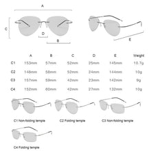Load image into Gallery viewer, Titanium Rimless Pochromic Sunglasses Men Polarized Driving Ultralight Pilot Sun Glasses for Outdoor Fishing UV400