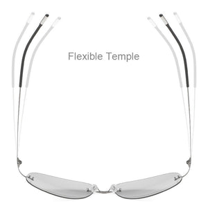 Titanium Rimless Photochromic Sunglasses Men Polarized Driving Ultralight Pilot Sun Glasses for Outdoor Fishing UV400