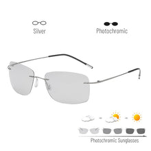 Load image into Gallery viewer, Titanium Rimless Pochromic Sunglasses Men Polarized Driving Ultralight Pilot Sun Glasses for Outdoor Fishing UV400