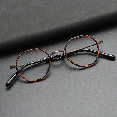 Titanium frame glasses frame female retro polygonal net red ins wind 80837 can be equipped with myopia frame