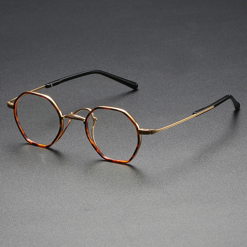 Titanium frame glasses frame female retro polygonal net red ins wind 80837 can be equipped with myopia frame