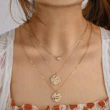 Load image into Gallery viewer, Shiny Crystal Gem Round Stars Pendant Multilayer Chain Necklace Charm Pearl Gold Chain Party Jewelry Gift 6653
