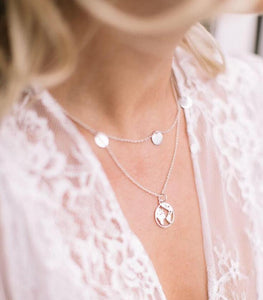 Multilayer Crystal Rose Pendant Necklace Women Gold Moon Star Horn Crescent Choker Necklaces Jewelry