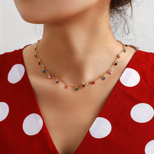 Load image into Gallery viewer, Single Layer Color Crystal Beads Pendant Clavicle Chain Necklace Women Boho Necklace Fashion Jewelry on the Neck