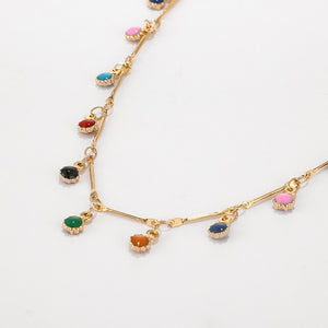 Single Layer Color Crystal Beads Pendant Clavicle Chain Necklace Women Boho Necklace Fashion Jewelry on the Neck