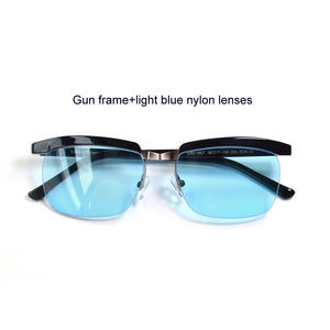 Tom Hardy Movie The Legend Eyeglasses Frame for Men Zero Diopter Anti Blue Ray Blocking Computer Glasses Light Blue Sunglasses
