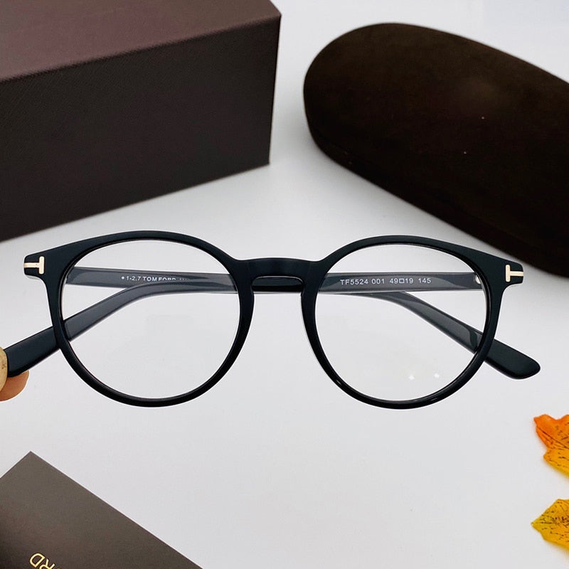 Tom for Optical Eyeglasses Frames Forde Round Acetate Women Men Reading Myopia Prescription TF5524 EyeGlasses With Case